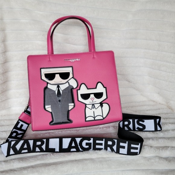 NWT Karl Lagerfeld Maybelle Fuchsia Paris Maybelle Satchel Handbag - Picture 2 of 10